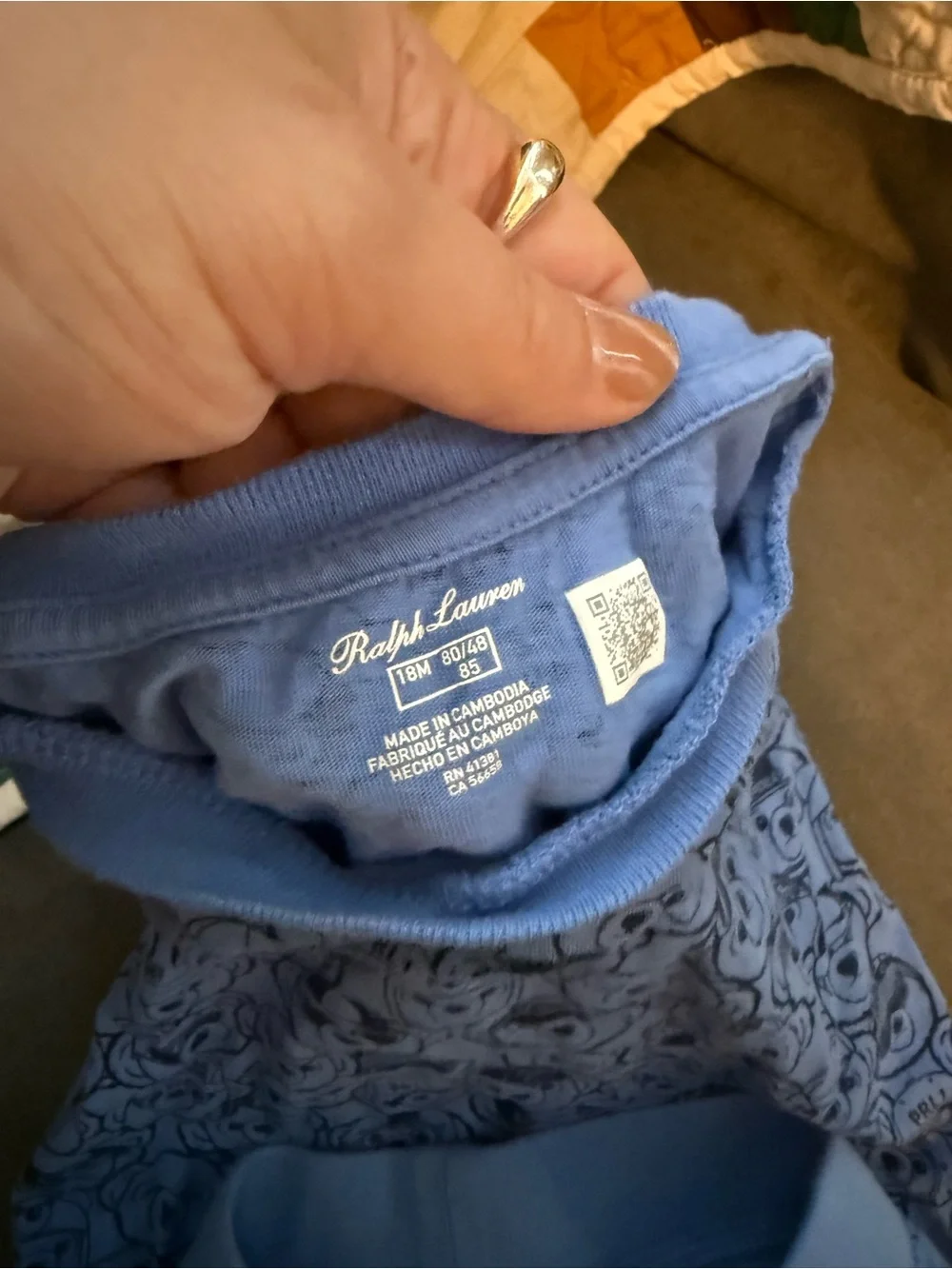 Ralph Lauren Light Blue Teddy Bear Print Short Set